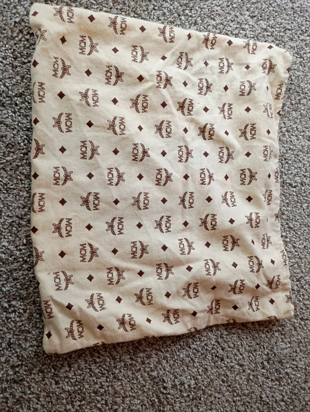 MCM Black and White Logo Face Mask with Silver Chain